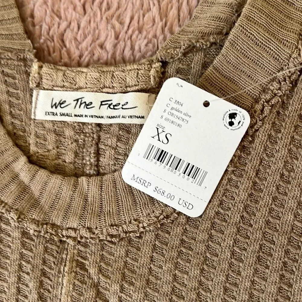 NWT Free People New Magic Thermal Tee shirt beige XS
